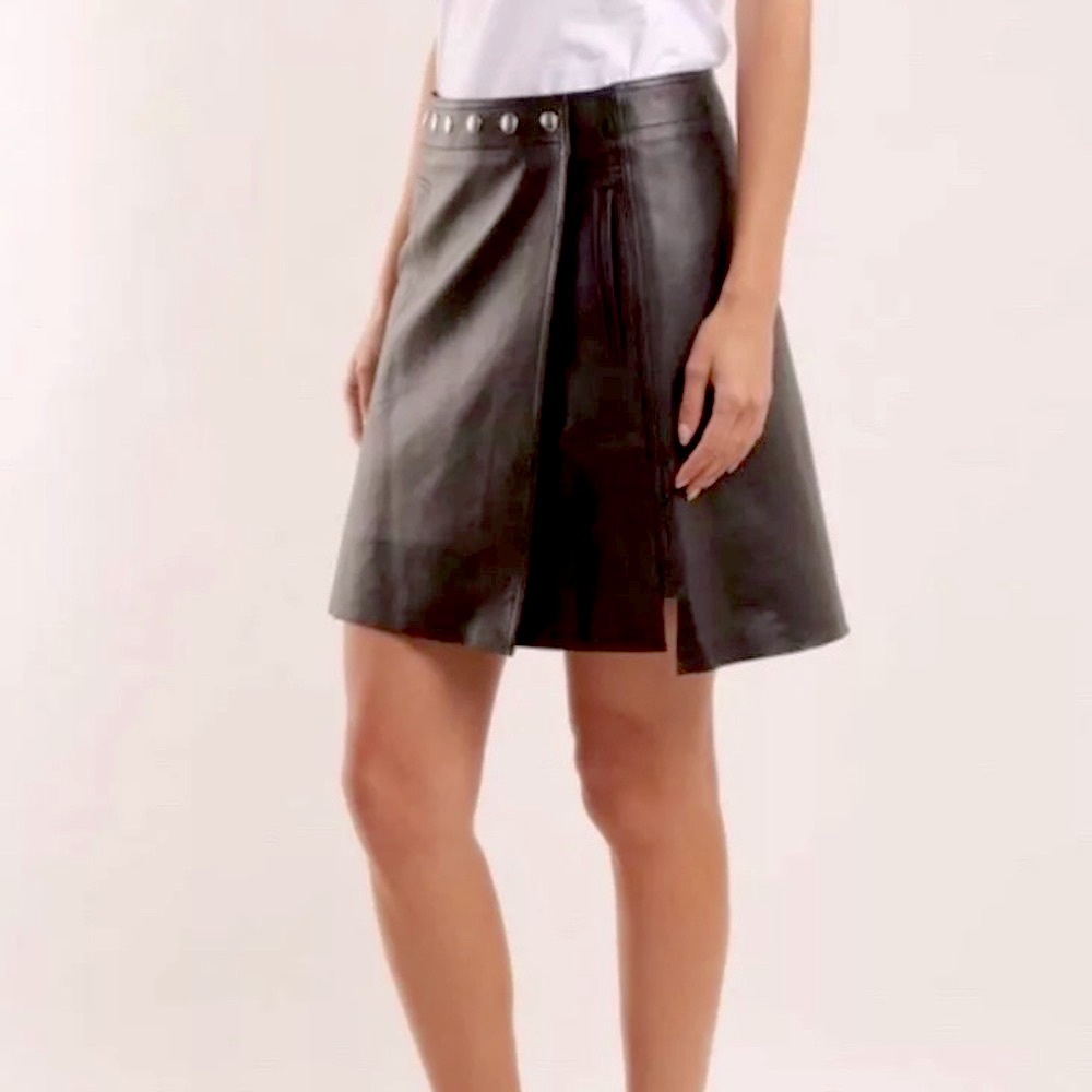 RESPA luxury mini leather skirt a-line black vintage